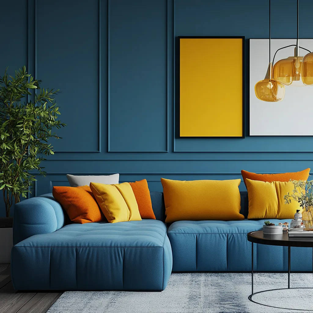 Blue and Yellow Living Room Wall Blue and Yellow Drawing Room Colour Schemes
