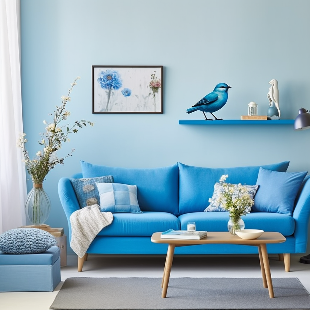 Bluebird Wall Paint Colour Shade for Living Room