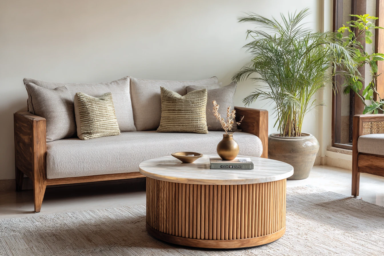 DIY Home Interior Decorating Ideas Showcasing Fluted Coffee Table