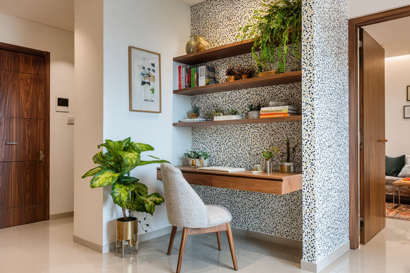 Homemade Decoration Ideas Showcasing Renter-friendly Wallpaper for Study Nook