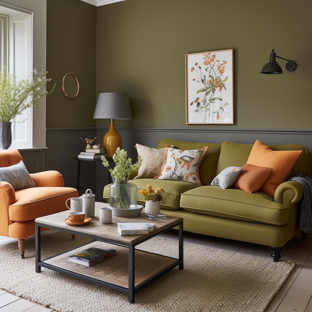 Olive Grove Wall Paint Colour for Living Room