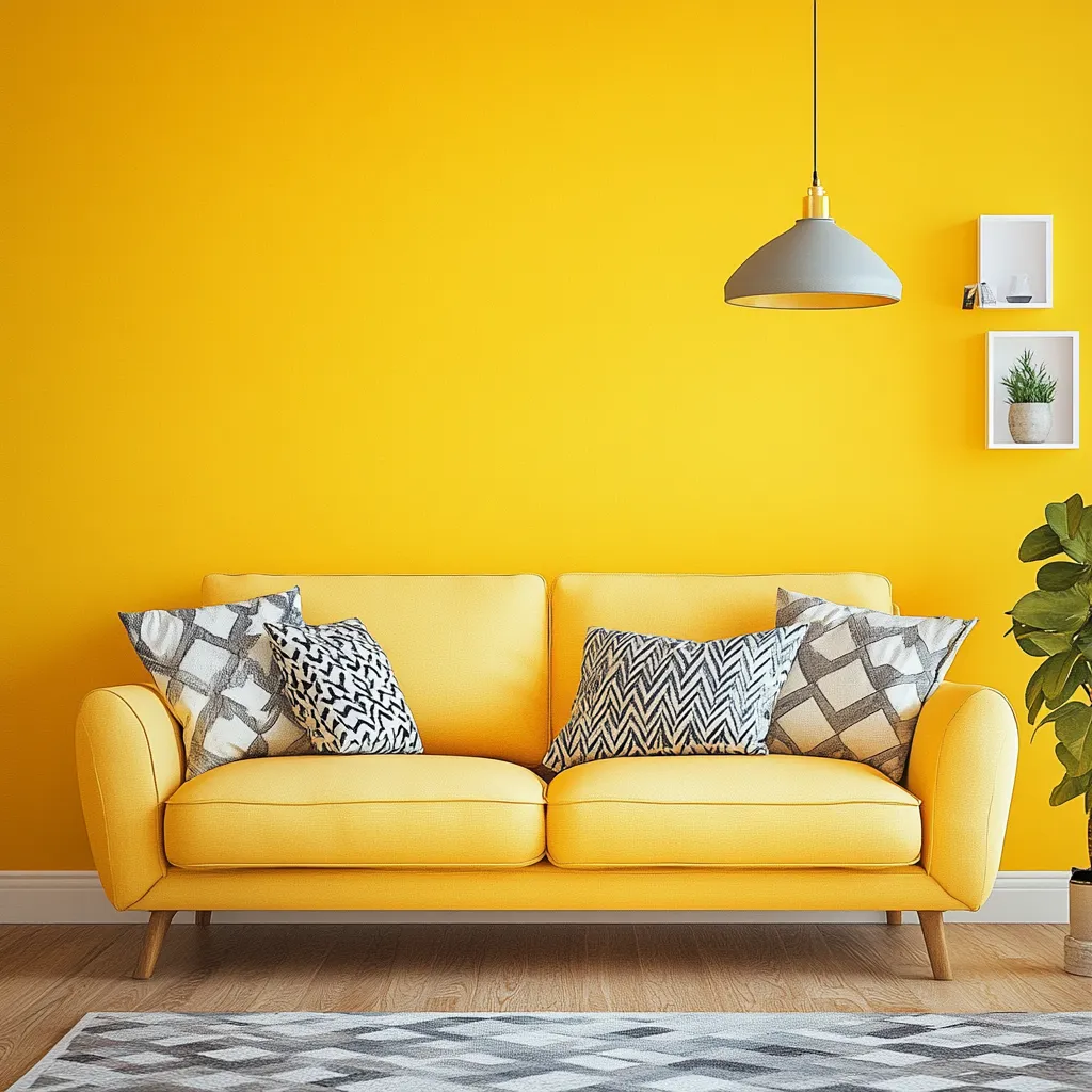 Peppy Yellow Living Room Wall Peppy Yellow Living Room Colour Ideas