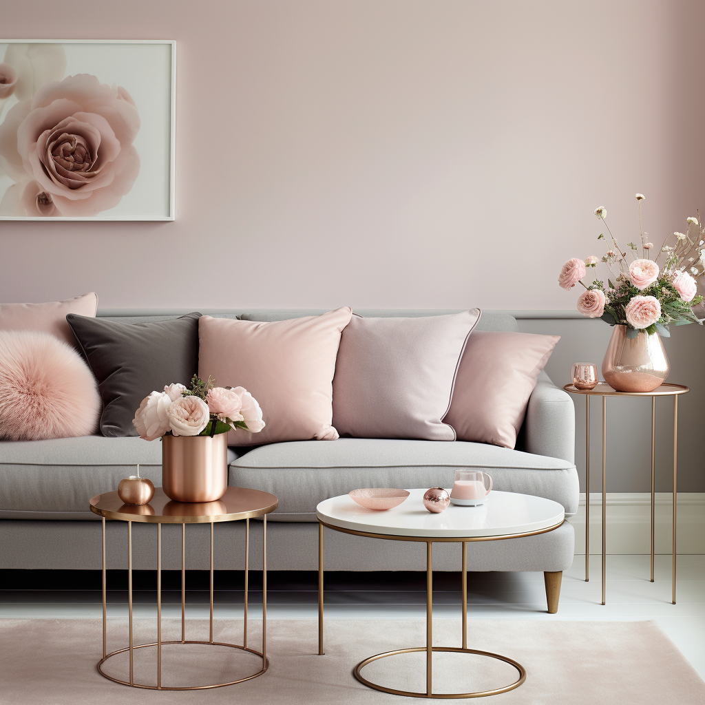 Rose Gold Colours for Modern Living Room