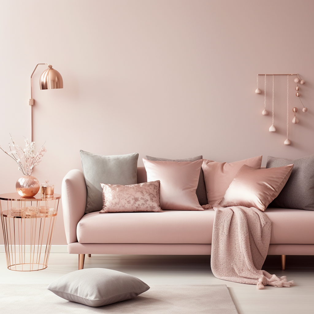 Rose Gold Colours for Modern Living Room