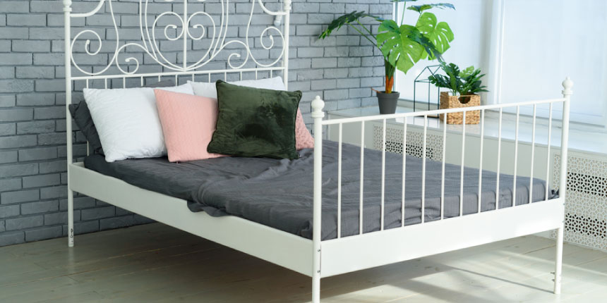 Single Bed with Metal Accents