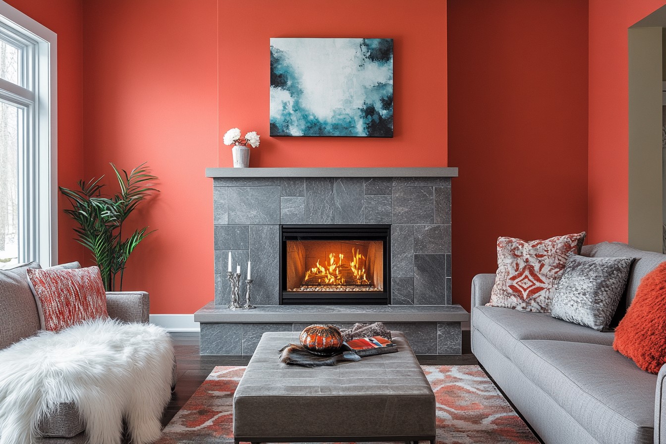 A Friendly Blend- Coral Reef and Slate Colour Combination for Hall