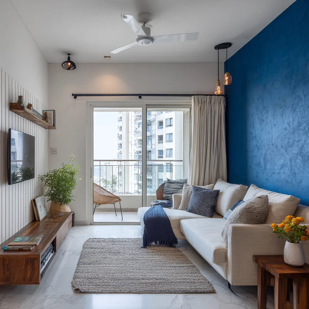 Blue and White Colour Combination for Hall