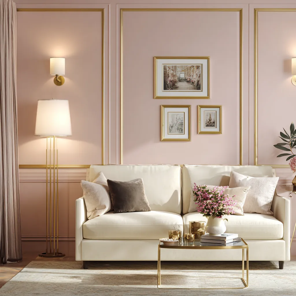 Blush Pink and Gold- Living Room Colour Combination