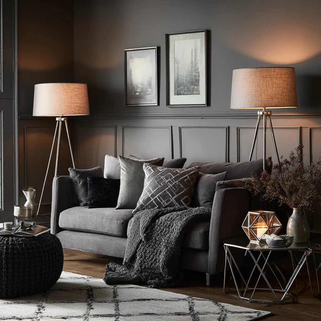 Charcoal and Pale Grey- Two Colour Combination for Hall