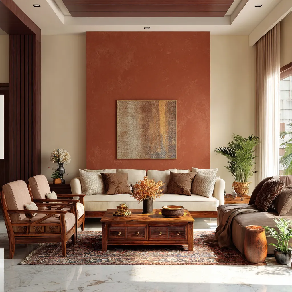 Cream and Terracotta Colour- Living Room Colour Palette