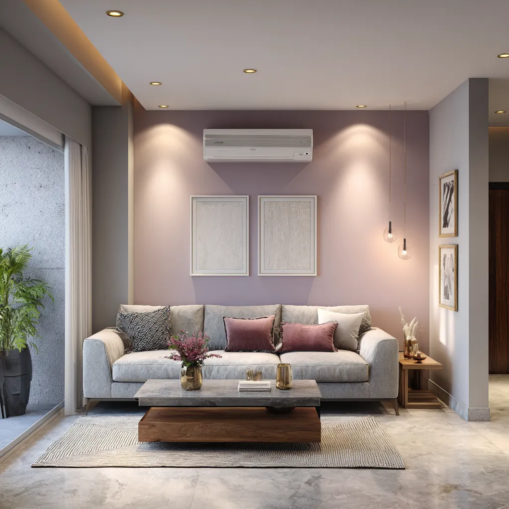 Lavender and Grey Colour Combination for Hall