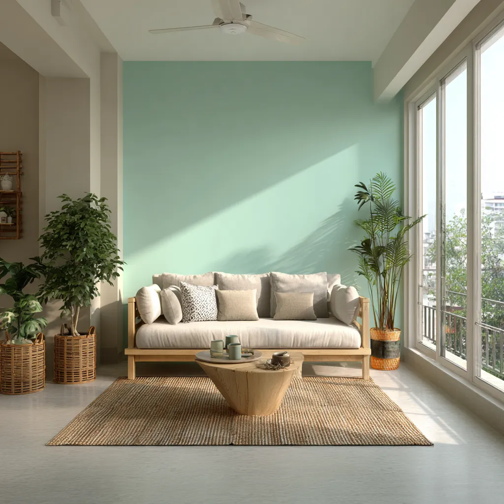 Mint Green and Beige- Hall Wall Colour Combination