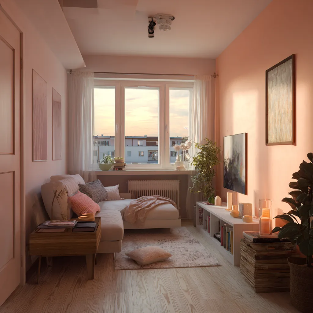 Peach and White- Simple Indian Hall Colour Combination