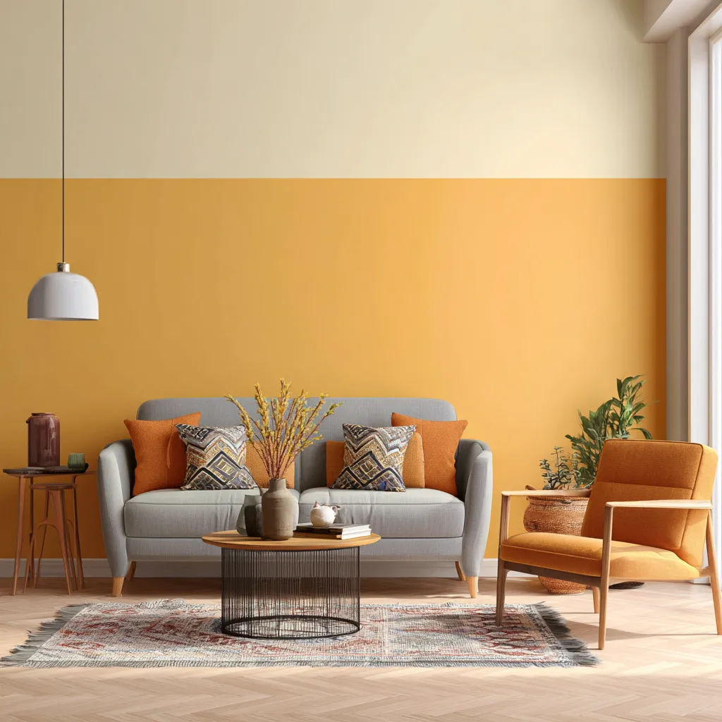 Saffron and Cream- Indian Hall Colour Combination