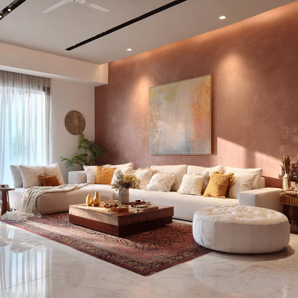 Satin Finish Wall Colour Combination for Living Room