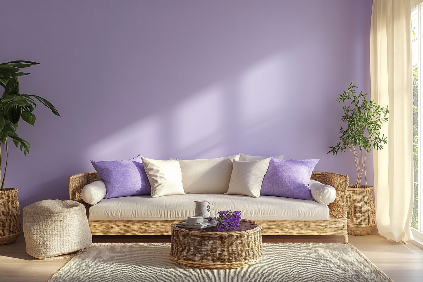 Soft Harmony of Lavender and Cream Wall Paint Colour Combination for Hall