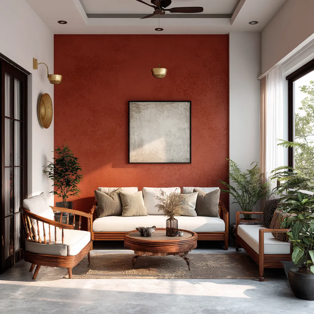 Terracotta and Off-White- Latest colour Combination for Living Room