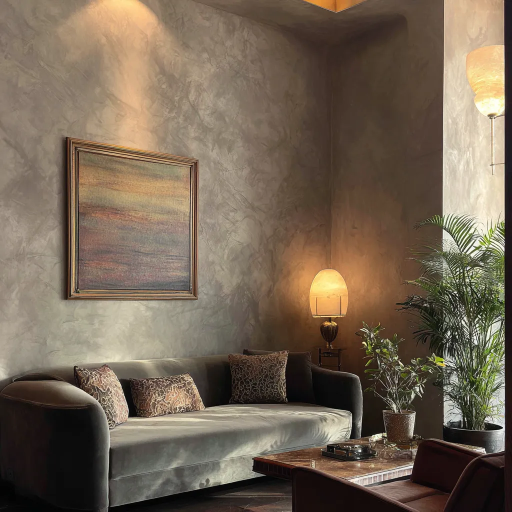 Velvet Finish Wall Colour Combination for Living Room