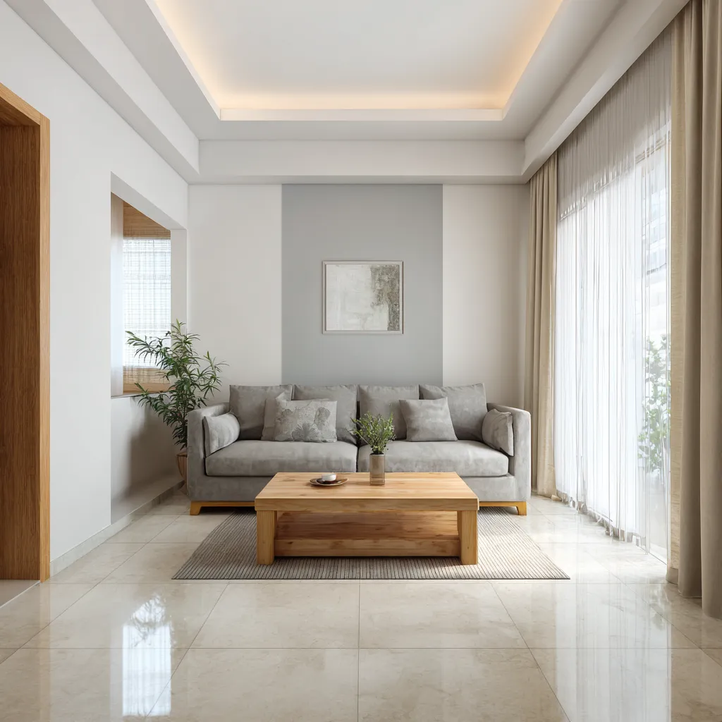 White and Grey Colour Combination for Hall