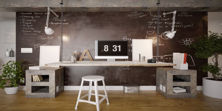 Black Board Infused Home Office Interior