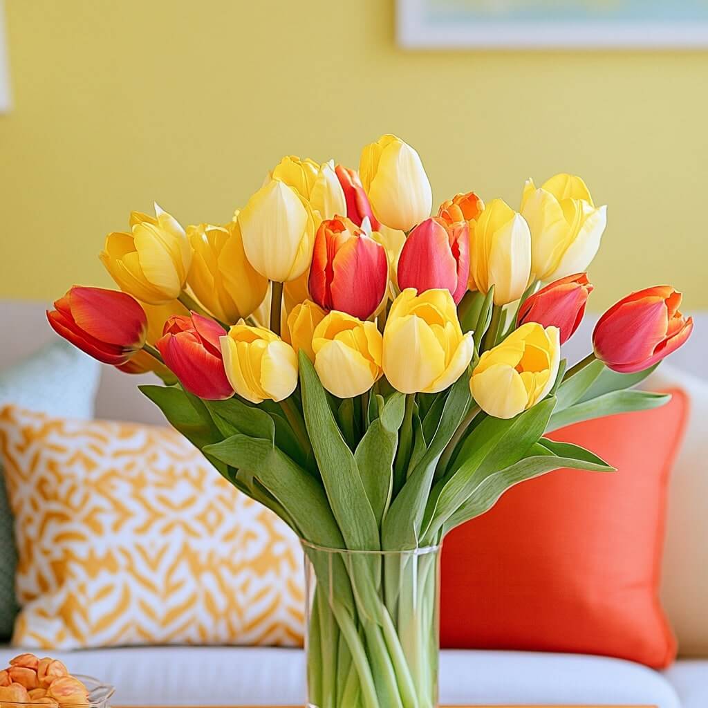 Bright Tulips for Simple Flower Decoration Ideas at Home