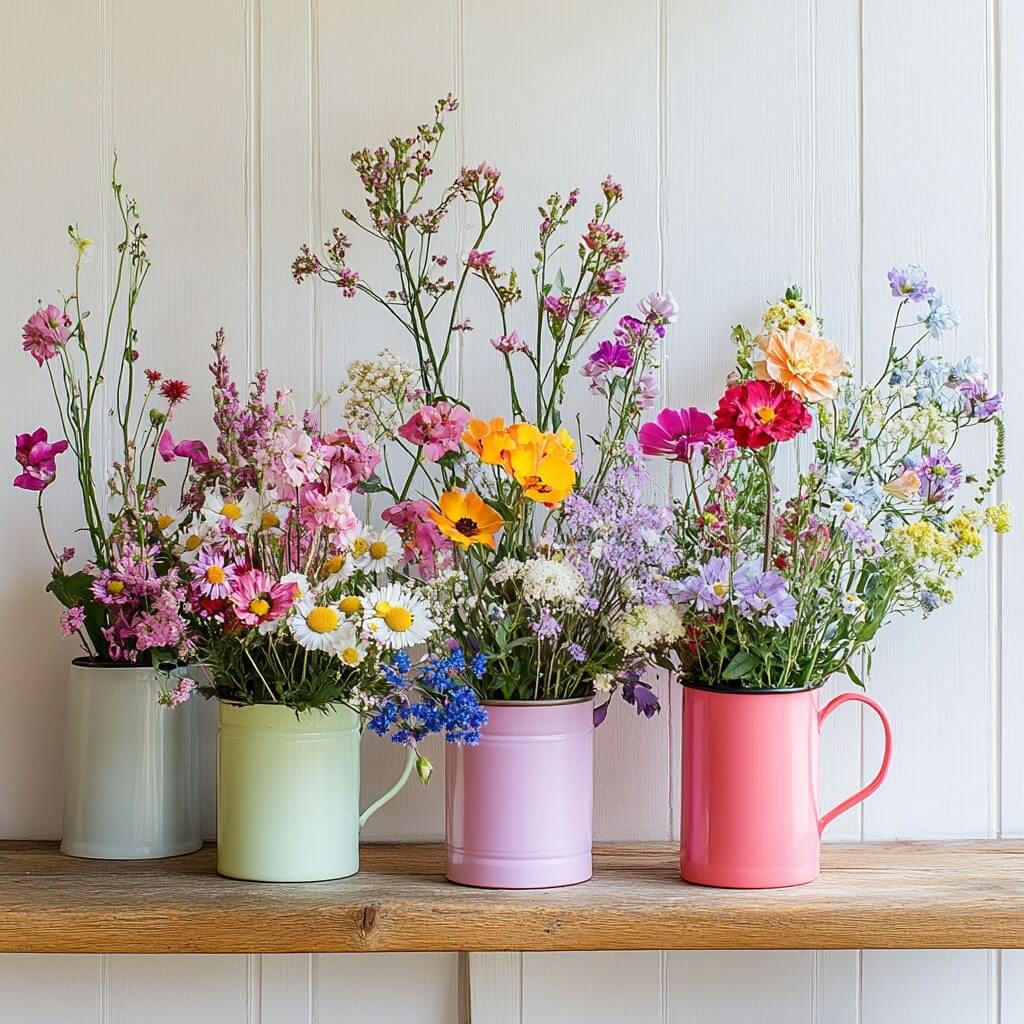 Coffee Can Flower Arrangement with Vintage Flower Decoration