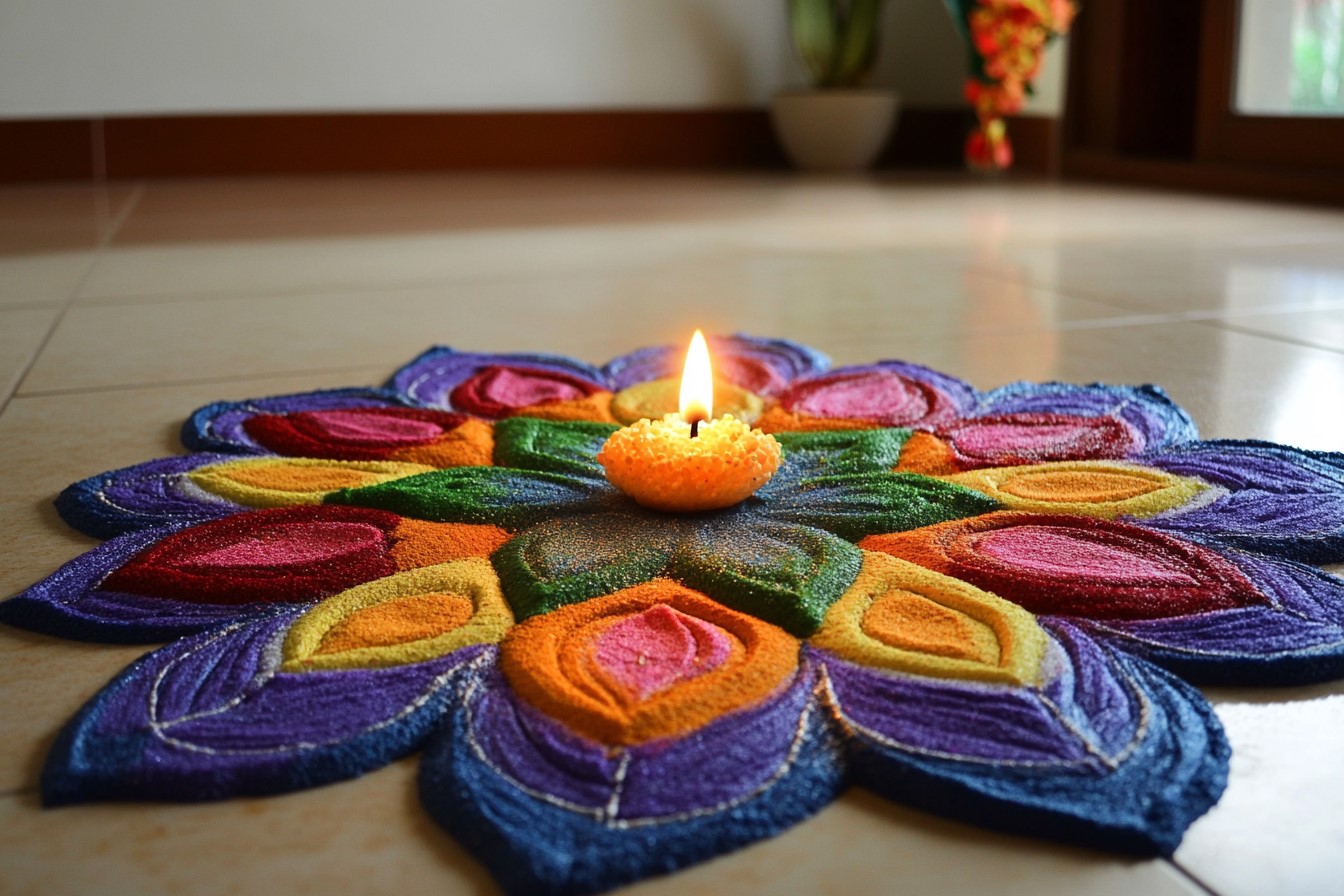 Diya Decoration with Rangoli