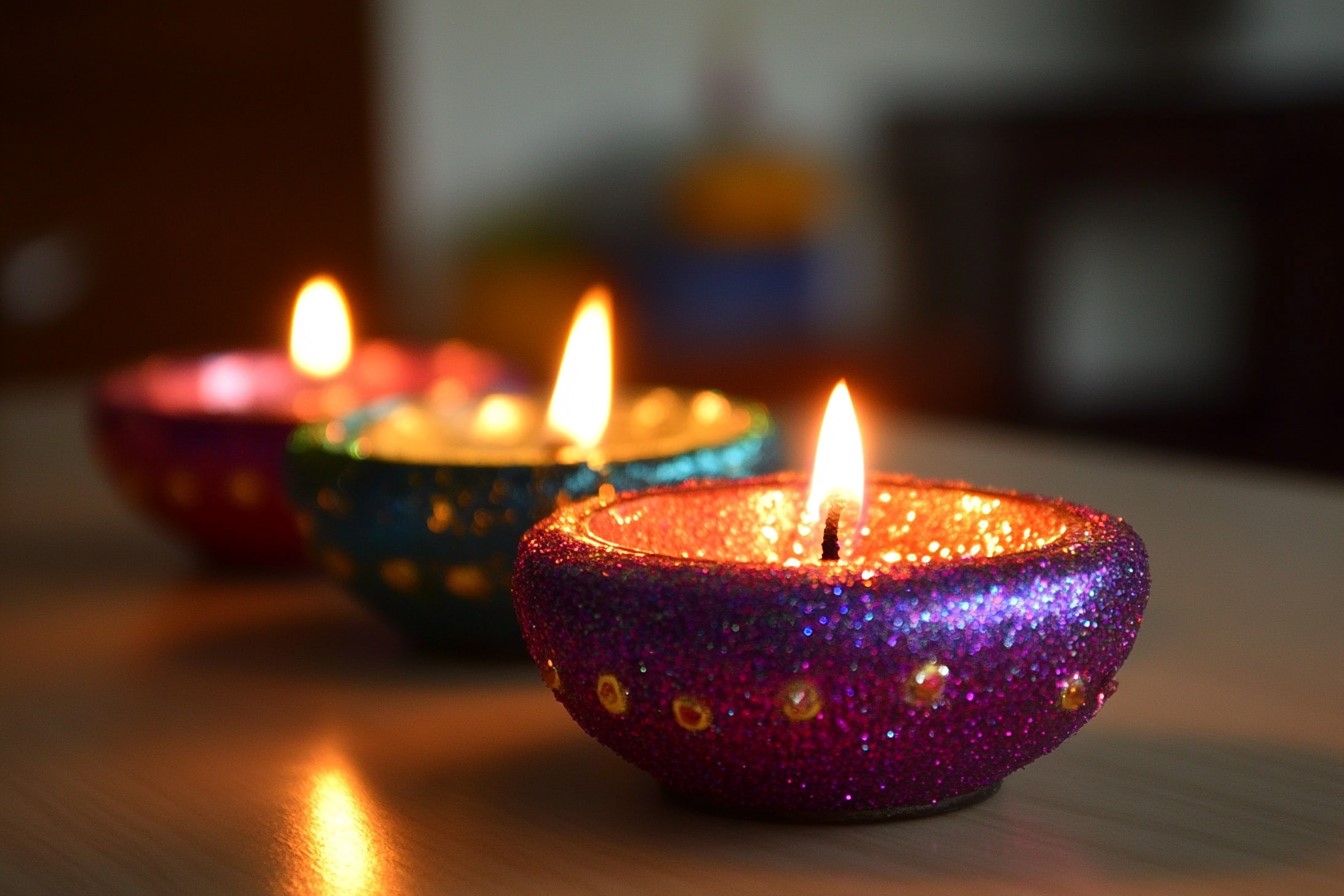 Handmade Diya Decoration with Glitter