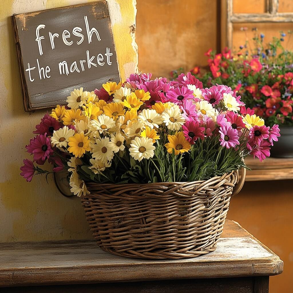 Market Basket of Blooms for Daily Flower Arrangement