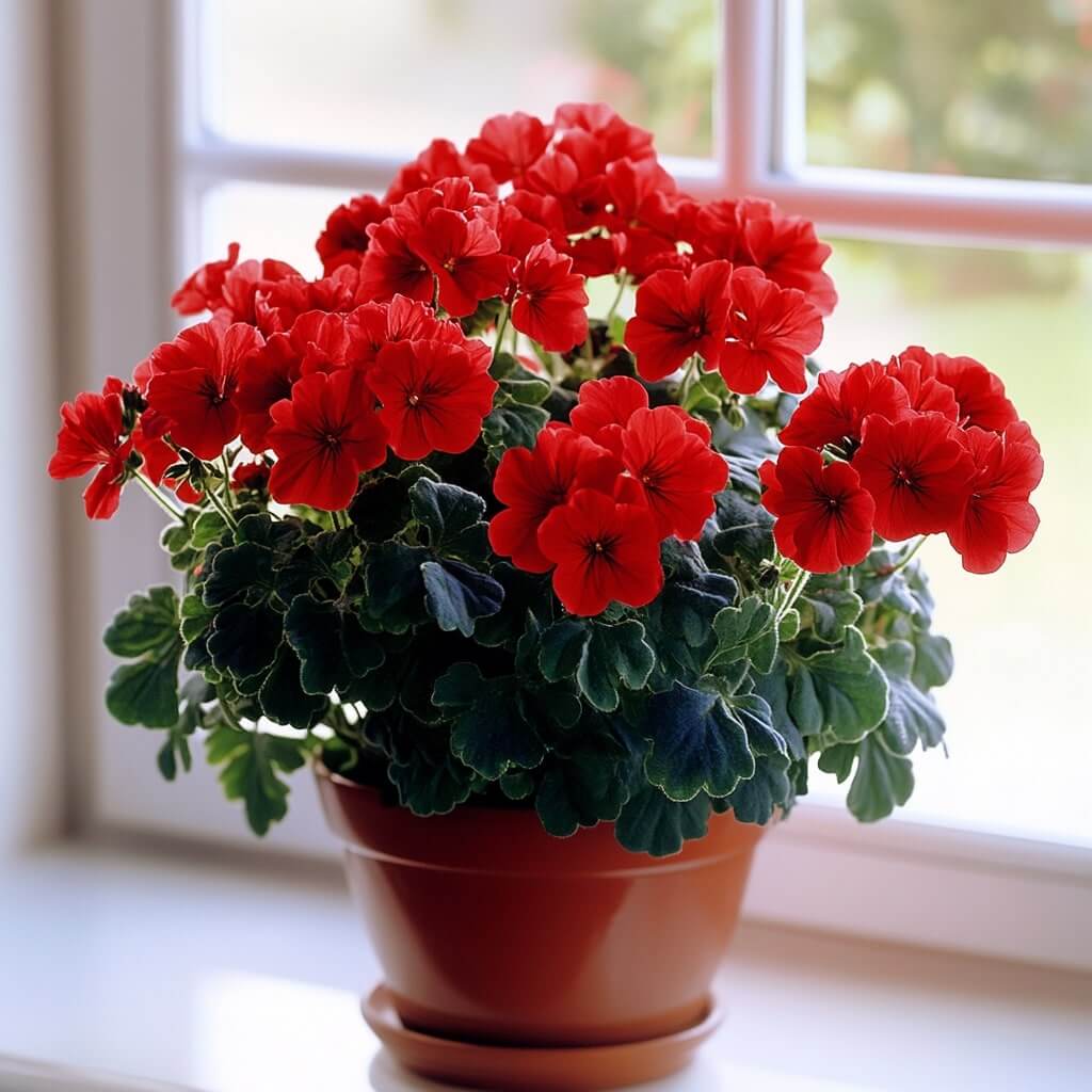 Red Geraniums for Classic Flower Decoration at Home
