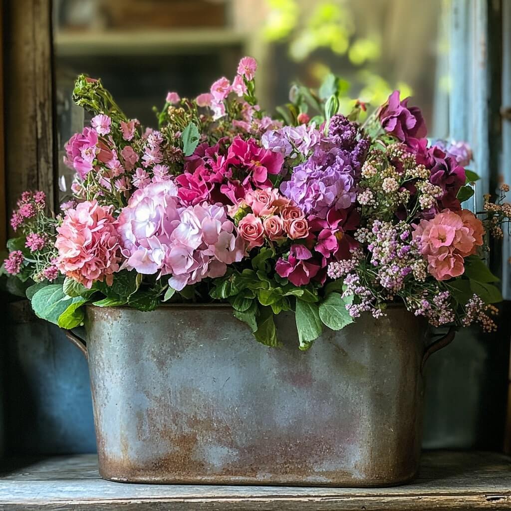 Vintage Tub Flower Arrangement