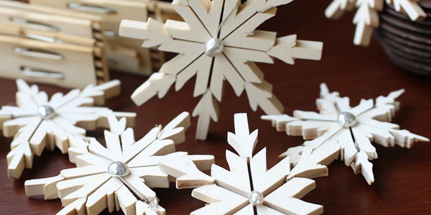 Clothespin Snowflake Ornaments Christmas Hand Craft Ideas