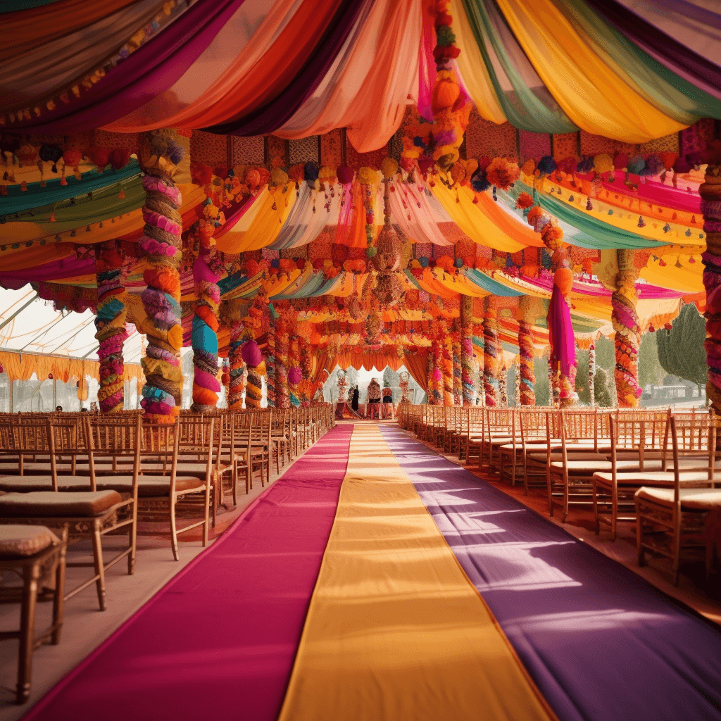 Colourful Tent Over Daytime - Indian Engagement Party Decoration Ideas