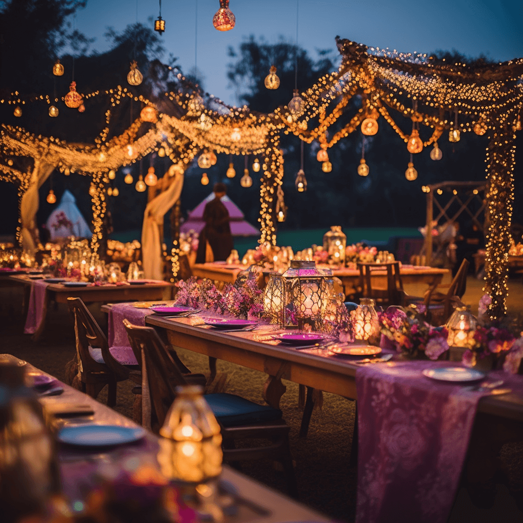 Dinner Table Light Decoration During Night Time for Engagement Party