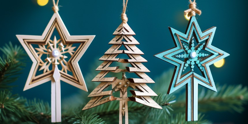 Glittering Popsicle Stick Christmas Tree Ornaments Easy diy Christmas Crafts