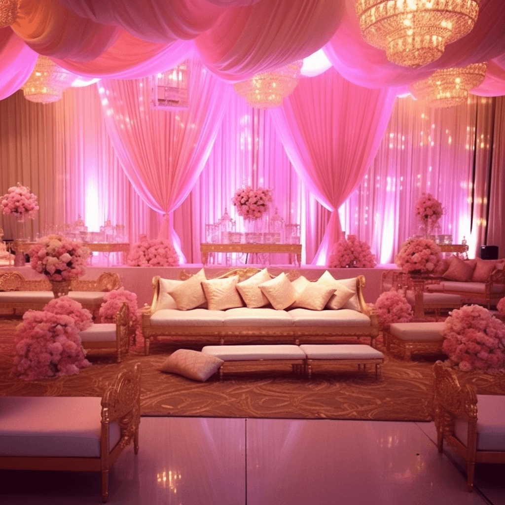 Pink and White Decoration for Wedding Sangeet Function