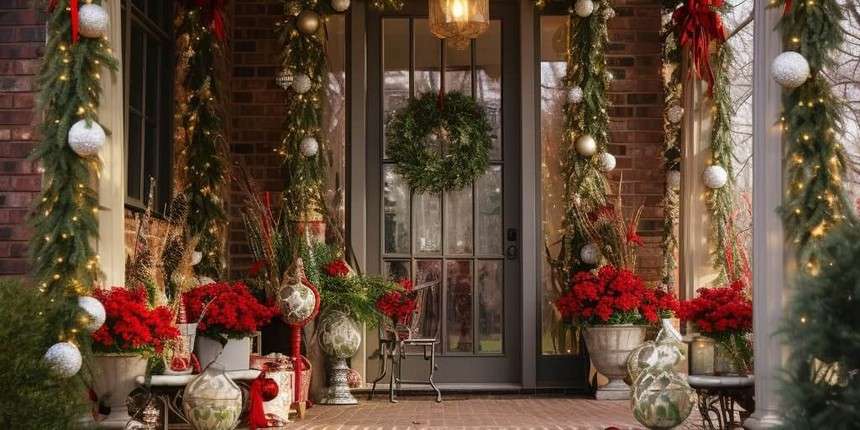 Maximalist Festivity Simple Front Door - Christmas Decorations Ideas