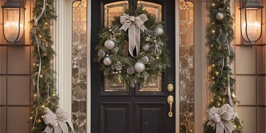 Patterned Elegance - Christmas Holiday Door Decorating Ideas