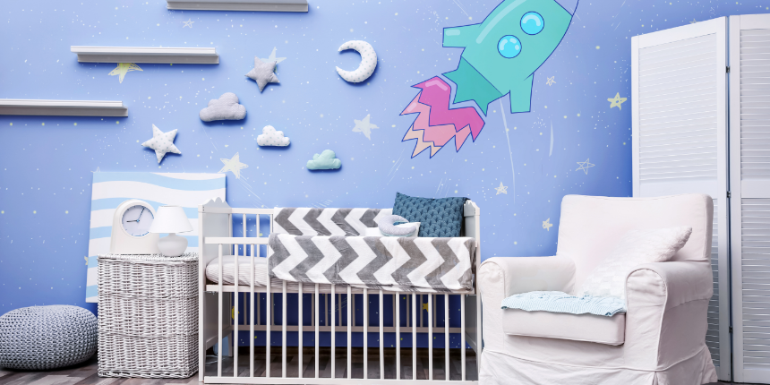 Space-themed Wall Design for kids room