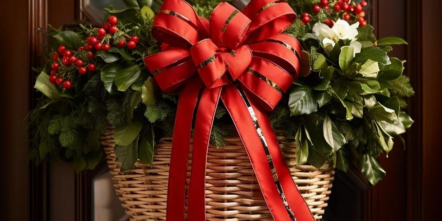 Winter Basket Surprise - Christmas Holiday Door Decorating Ideas