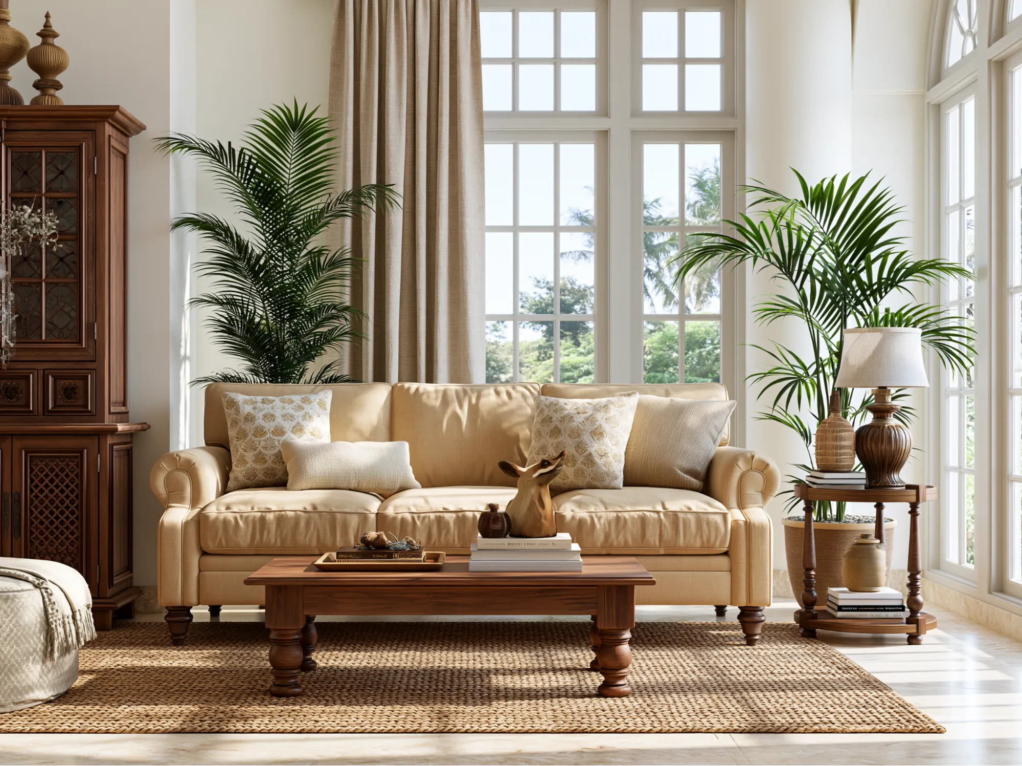 Beige Sofa Colour Combination with White Walls