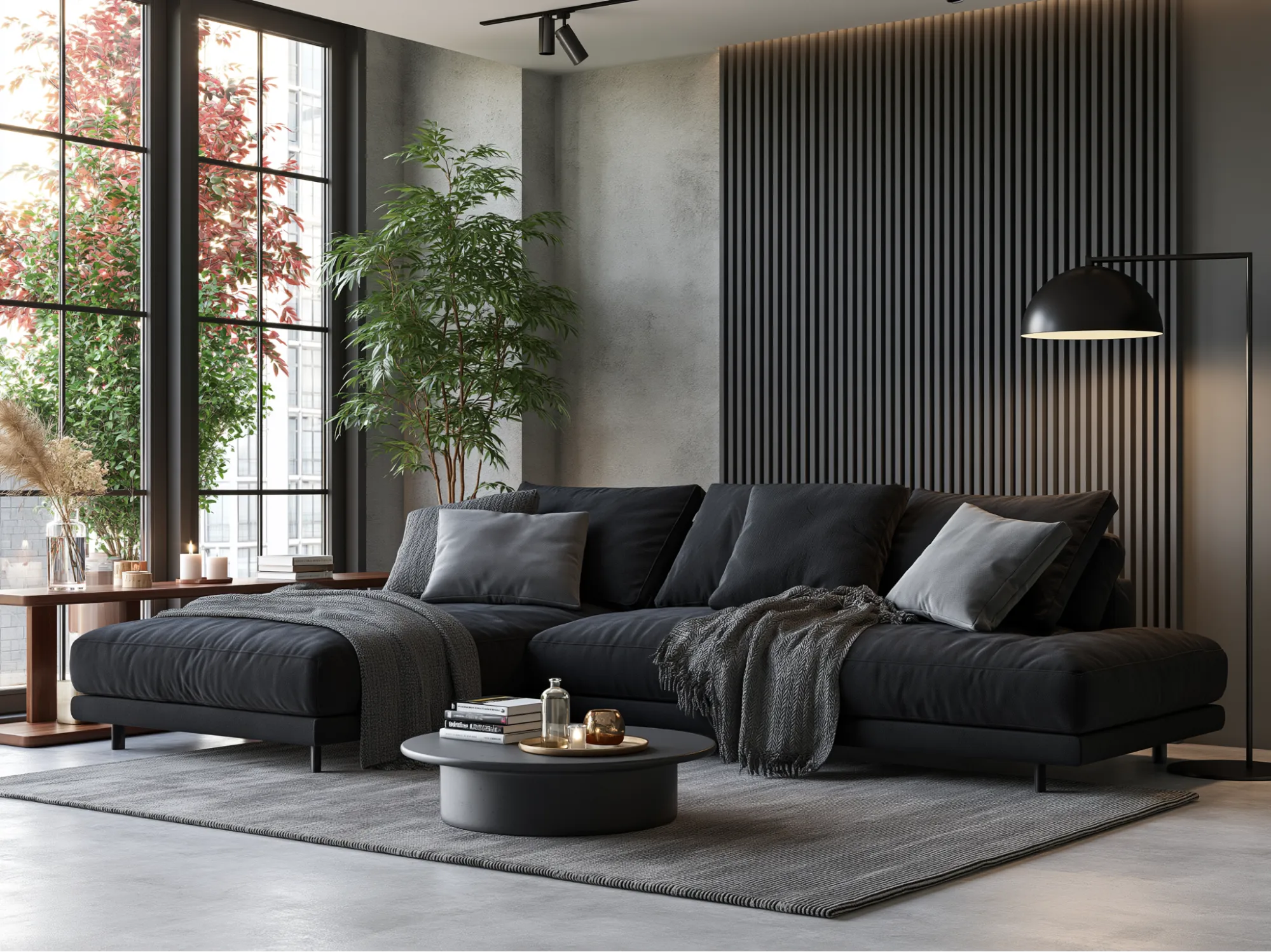 Black and Grey- Best Sofa Colour Combination