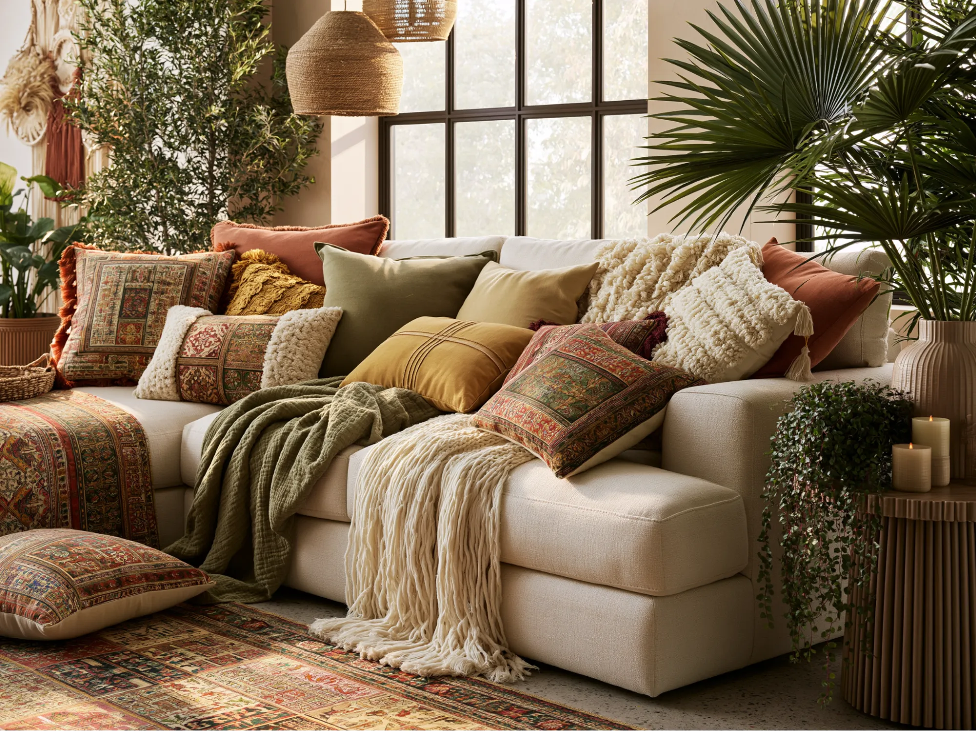 Boho Sofa Cushion Colour Combination