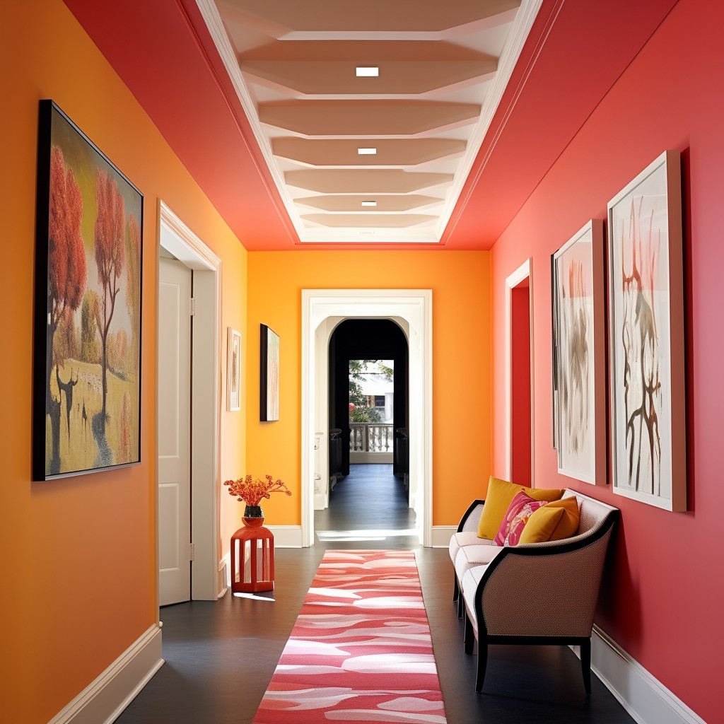 Bold Ceiling Colours- Hallway Decor Ideas