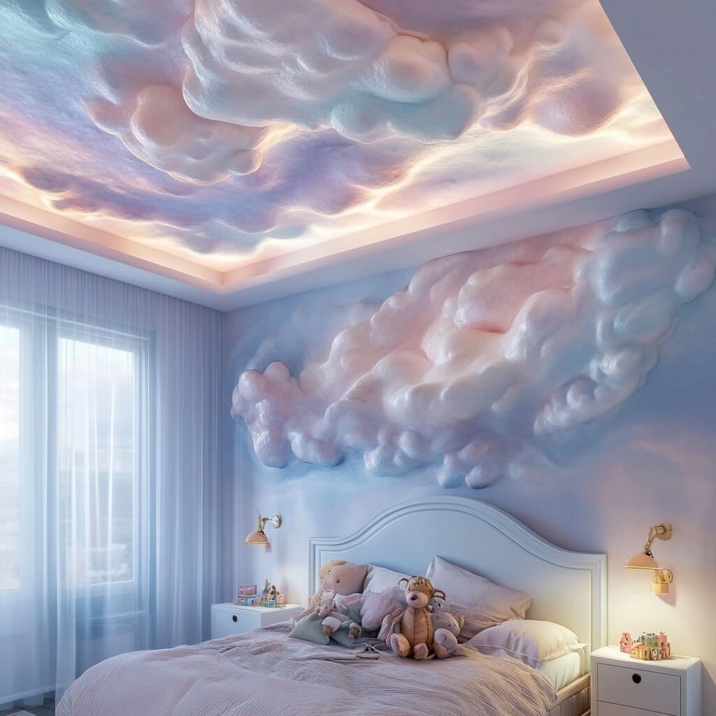 Cloud-inspired POP Ceiling Design for Kids Room