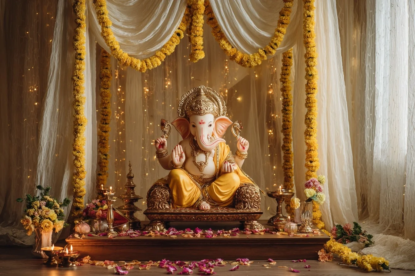 Colour and Lighting Ideas for Ganpati Decoration at Home
