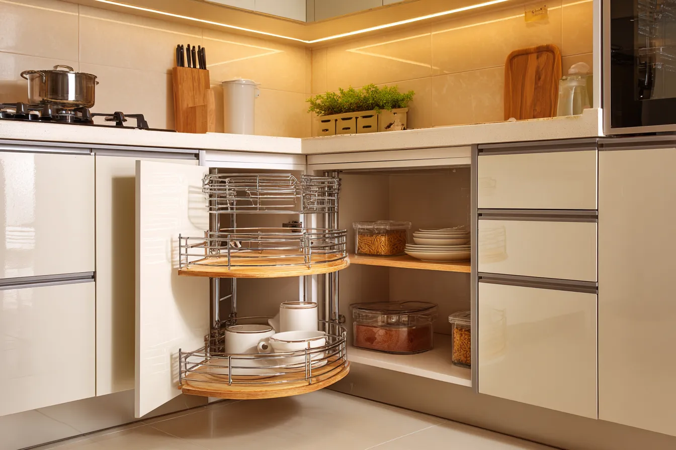 Corner Modular Kitchen Trolley Design