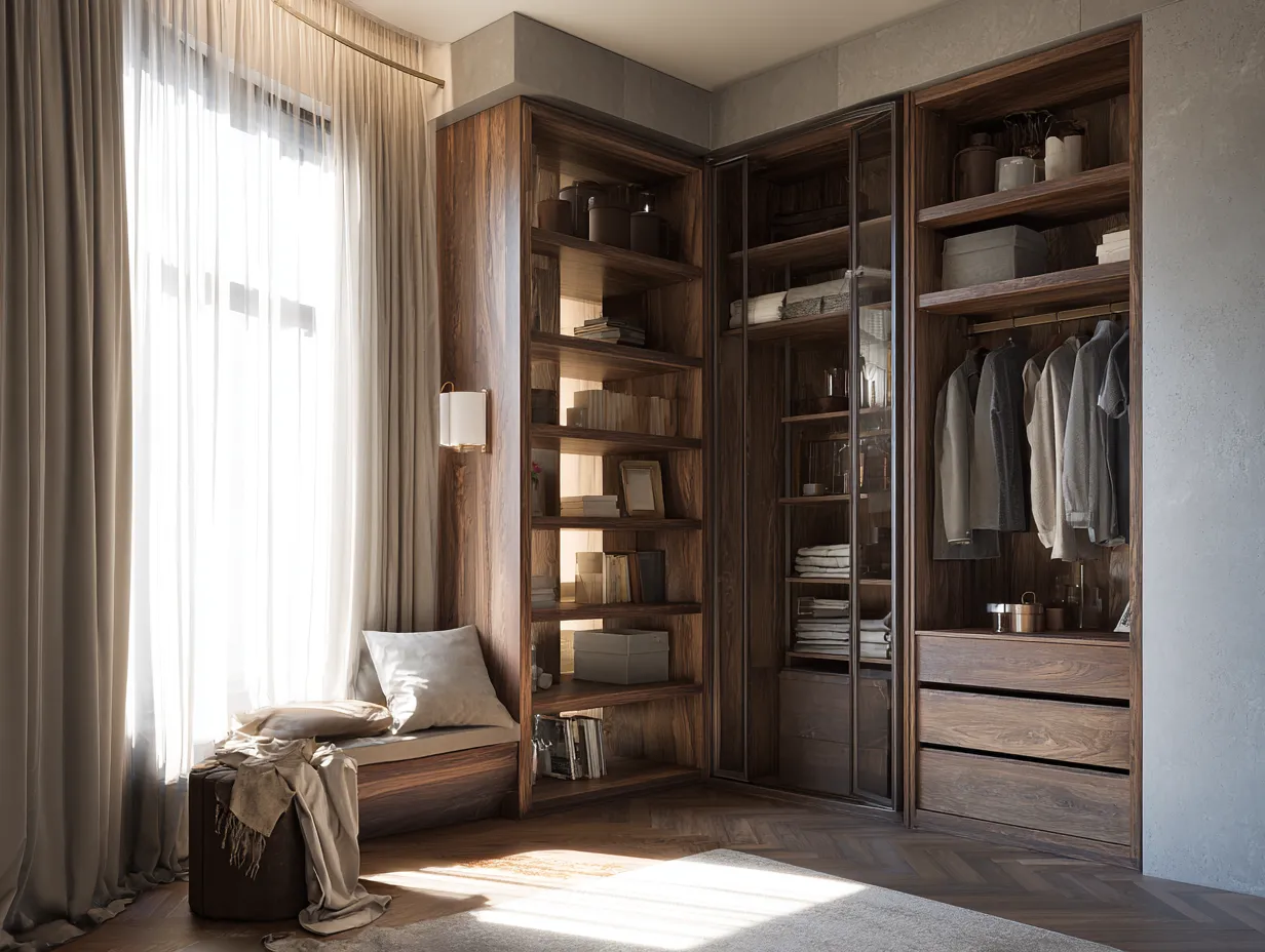 Corner Wardrobe Door Design and Placement Details