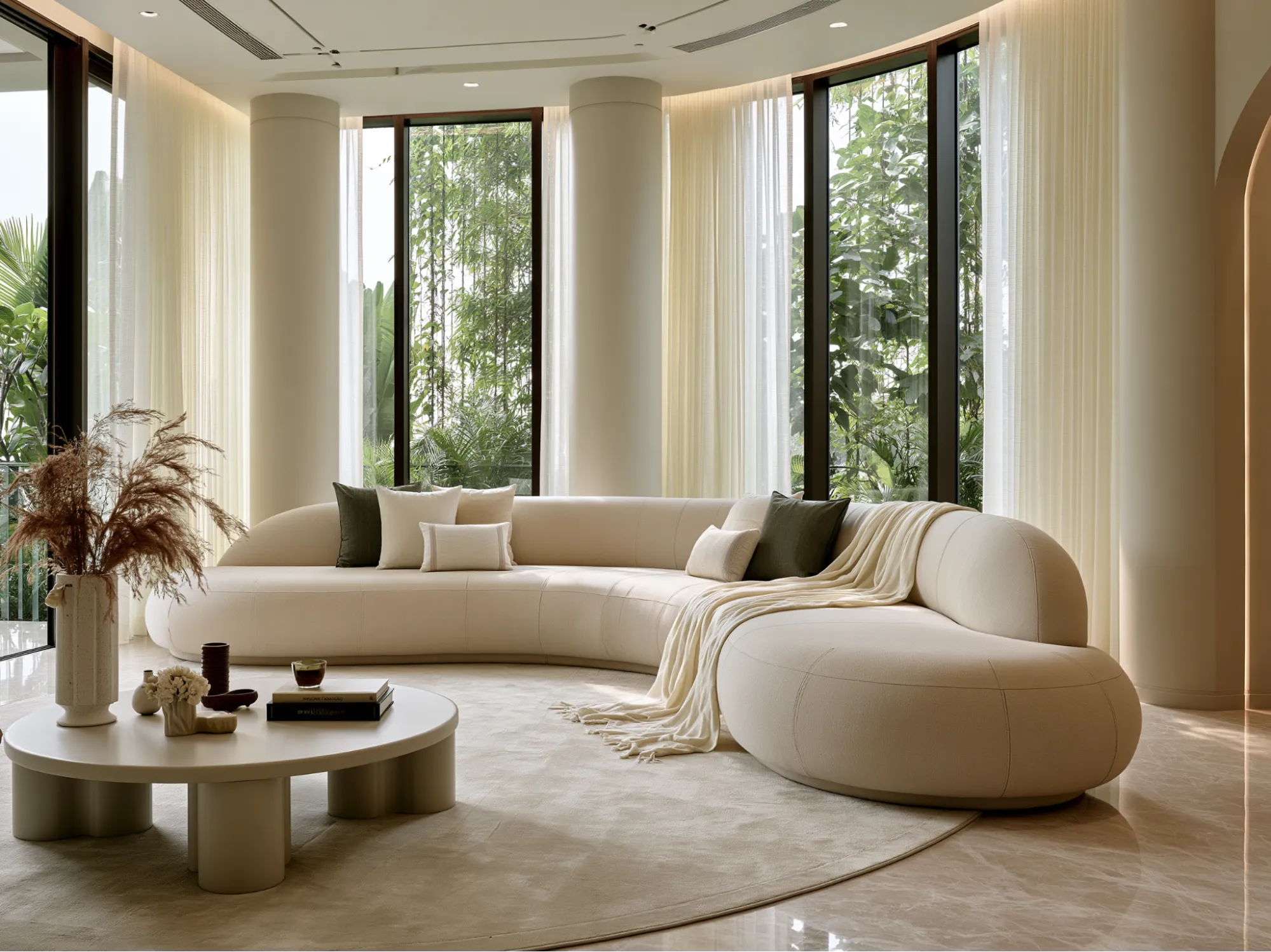 Curved Beige- Latest Sofa Colour Combination