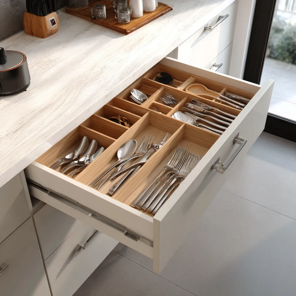 Cutlery Drawer Simple Kitchen Trolley Design with Built-In Dividers